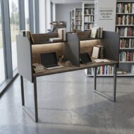 GM040-201 Çift Kişilik Modüler Çalışma Masası – Bölmeli Etüt ve Öğrenci Masası