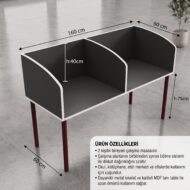 GM040-203 Çift Kişilik Modüler Çalışma Masası – Bölmeli Etüt ve Öğrenci Masası - Görsel 2